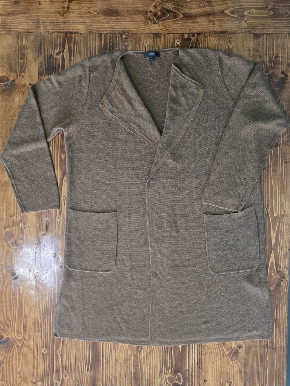 J.Crew Juliette Sweater-Blazer Coatigan Linen Blend Large Brown